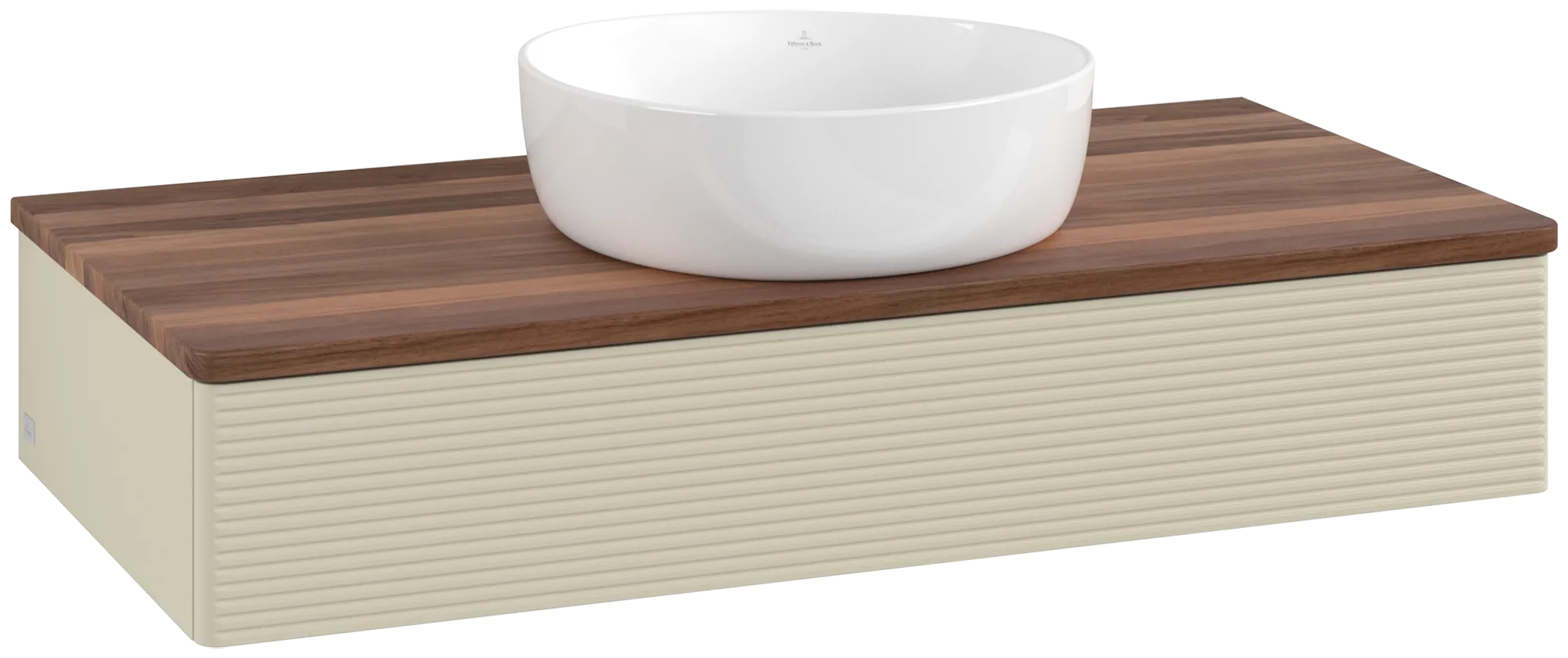 Bild von VILLEROY BOCH Antao Waschbeckenunterschrank, 1 Auszug, 1000 x 190 x 500 mm, Front mit Struktur, Silk Grey Matt Lacquer / Warm Walnut #K09112HJ