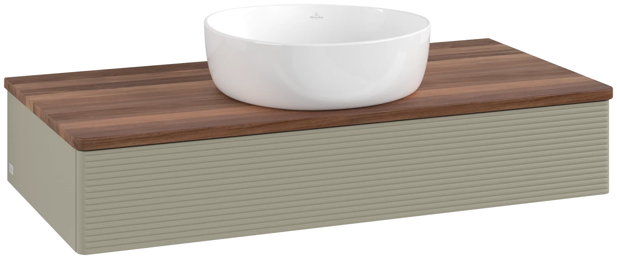 Bild von VILLEROY BOCH Antao Waschbeckenunterschrank, 1 Auszug, 1000 x 190 x 500 mm, Front mit Struktur, Stone Grey Matt Lacquer / Warm Walnut #K09112HK