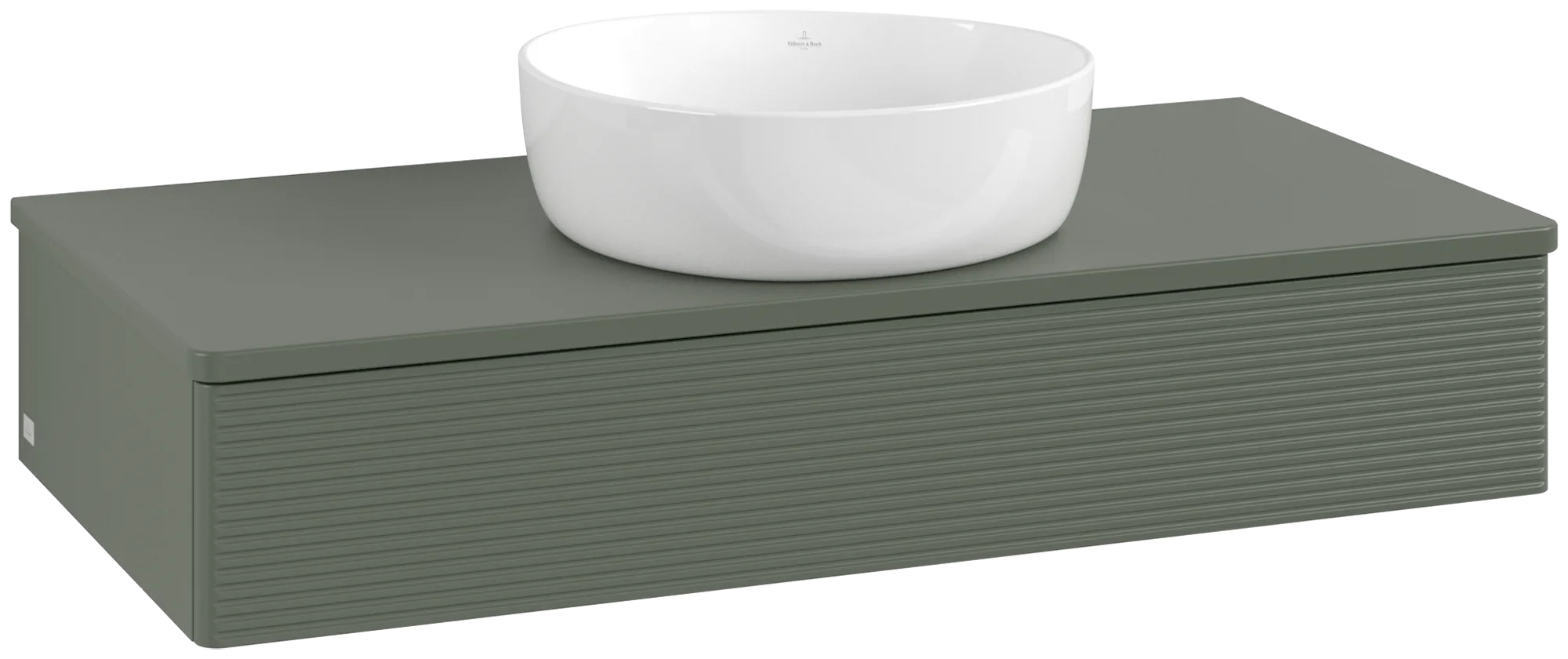Picture of VILLEROY BOCH Antao Vanity unit, 1 pull-out compartment, 1000 x 190 x 500 mm, Front with grain texture, Leaf Green Matt Lacquer / Leaf Green Matt Lacquer #K09150HL