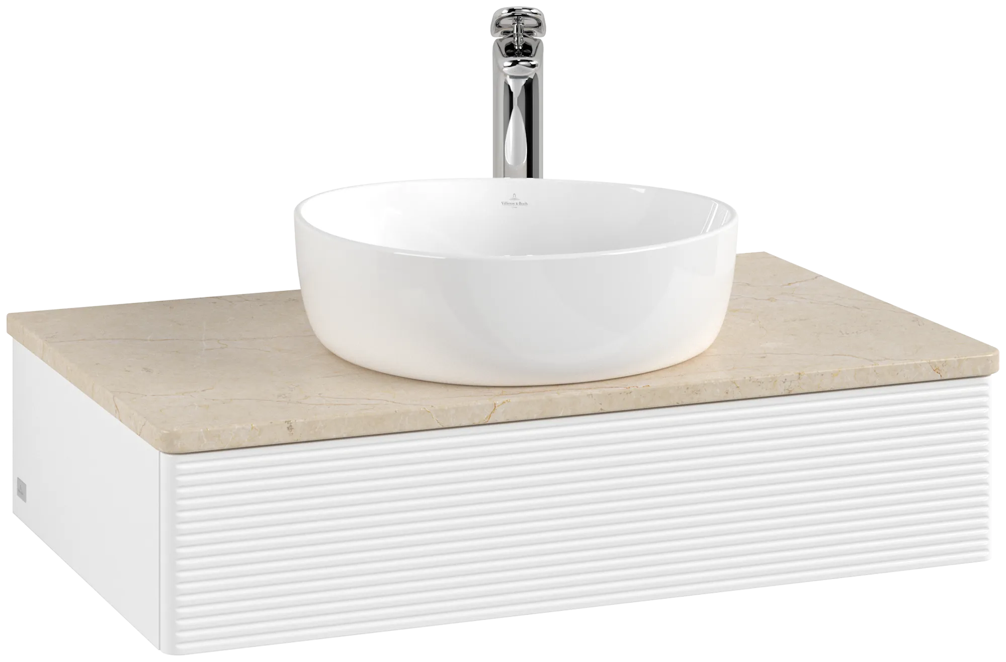 Bild von VILLEROY BOCH Antao Waschbeckenunterschrank, 1 Auszug, 800 x 190 x 500 mm, Front mit Struktur, White Matt Lacquer / Botticino #K08153MT