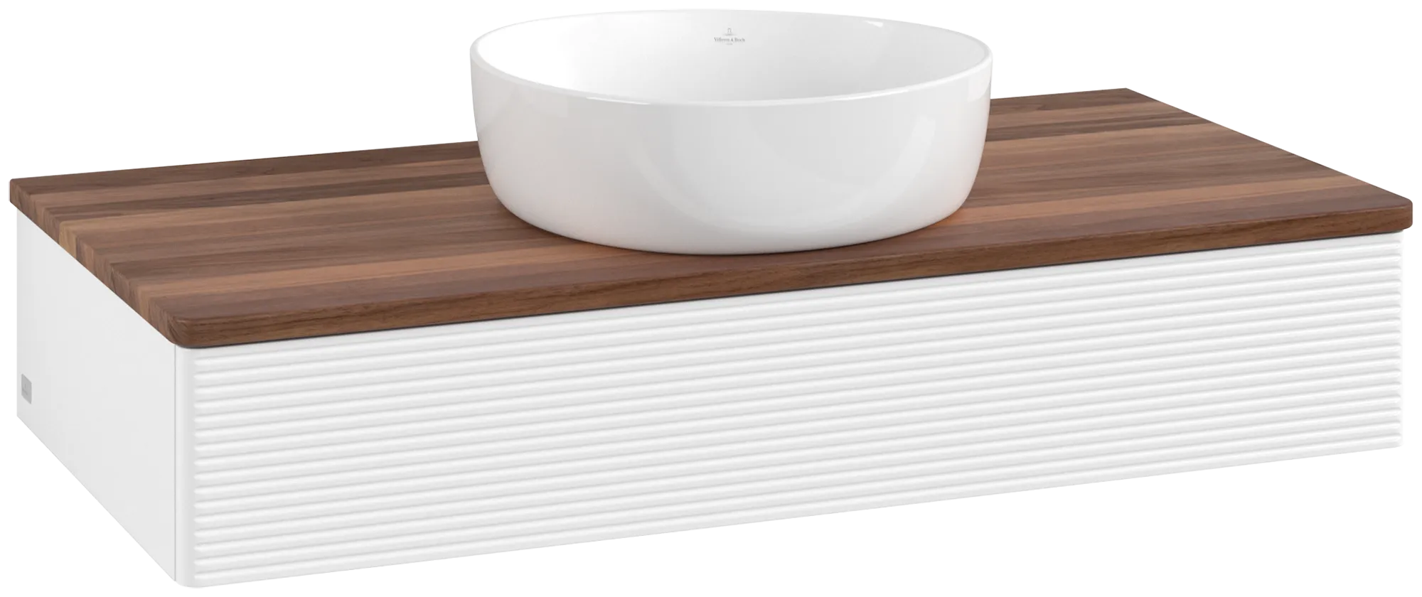 Bild von VILLEROY BOCH Antao Waschbeckenunterschrank, 1 Auszug, 1000 x 190 x 500 mm, Front mit Struktur, White Matt Lacquer / Warm Walnut #K09112MT