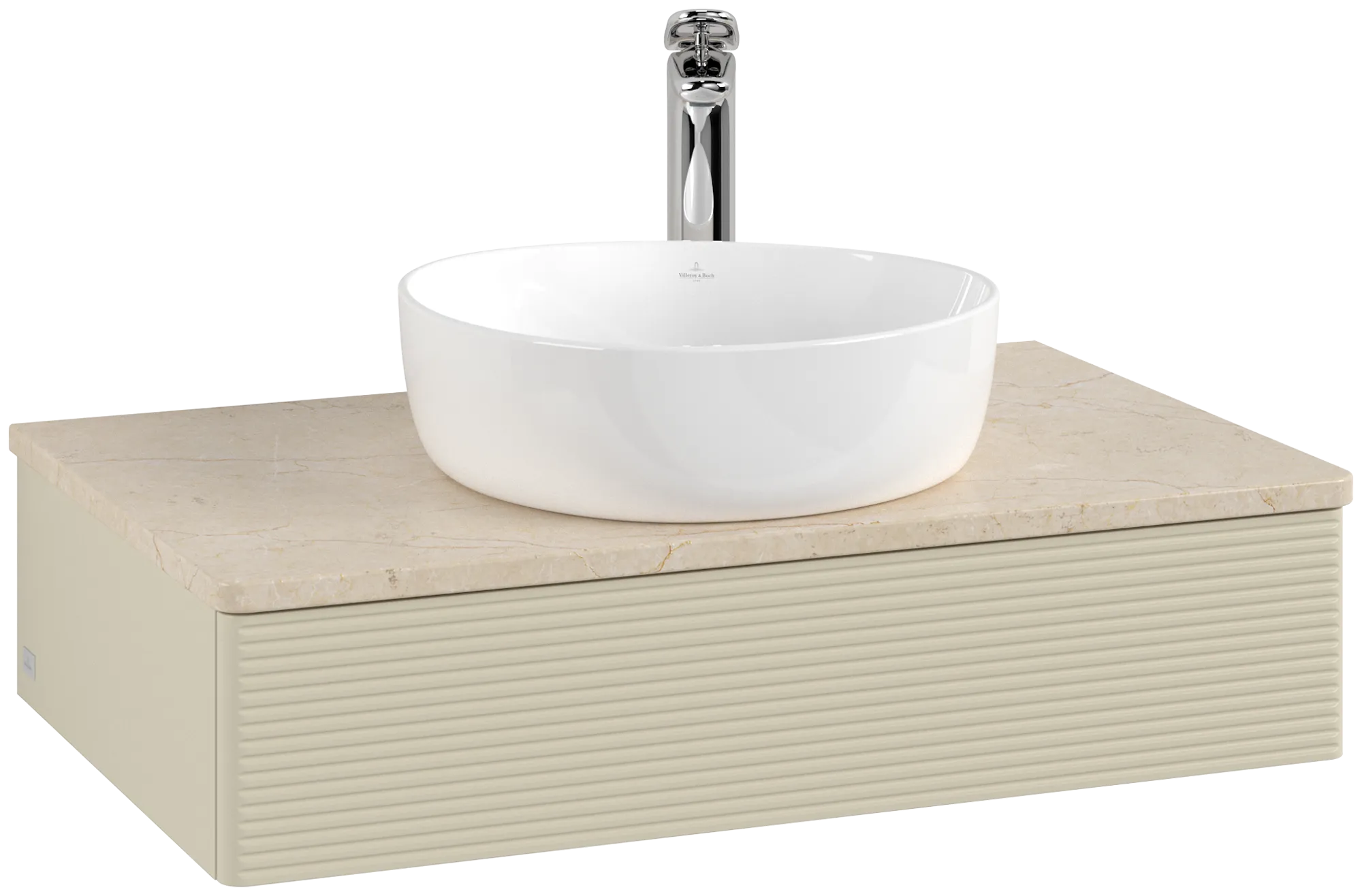 Bild von VILLEROY BOCH Antao Waschbeckenunterschrank, 1 Auszug, 800 x 190 x 500 mm, Front mit Struktur, Silk Grey Matt Lacquer / Botticino #K08153HJ