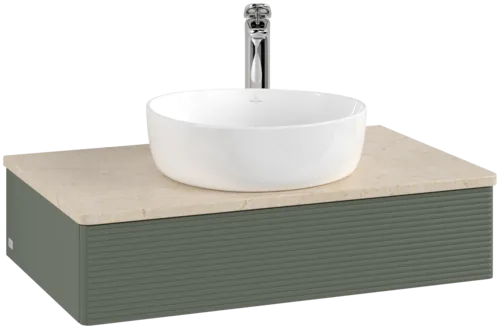 Bild von VILLEROY BOCH Antao Waschbeckenunterschrank, 1 Auszug, 800 x 190 x 500 mm, Front mit Struktur, Leaf Green Matt Lacquer / Botticino #K08153HL