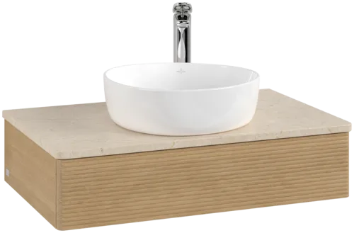 Bild von VILLEROY BOCH Antao Waschbeckenunterschrank, 1 Auszug, 800 x 190 x 500 mm, Front mit Struktur, Honey Oak / Botticino #K08153HN
