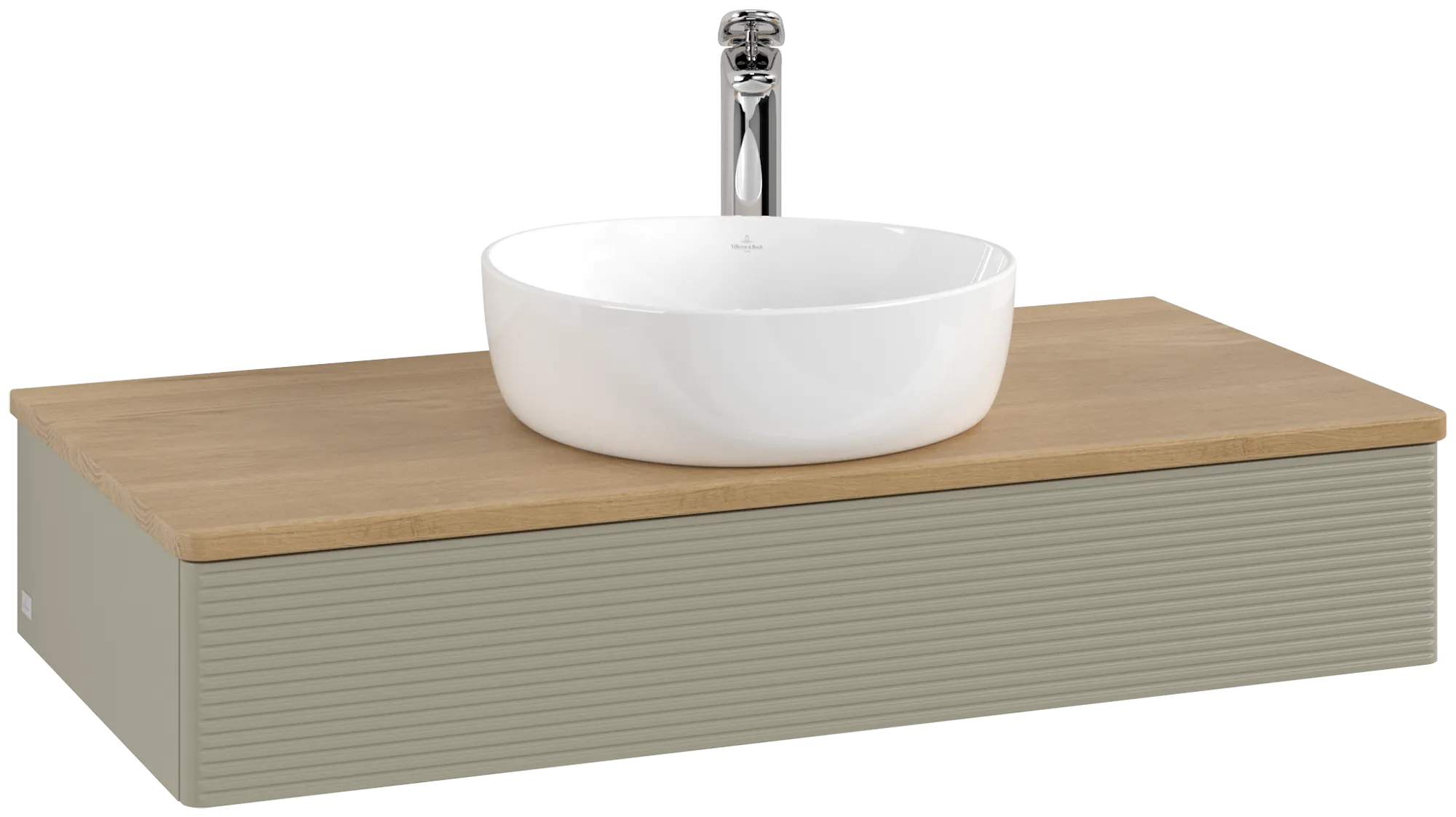 Bild von VILLEROY BOCH Antao Waschbeckenunterschrank, 1 Auszug, 1000 x 190 x 500 mm, Front mit Struktur, Stone Grey Matt Lacquer / Honey Oak #K09151HK