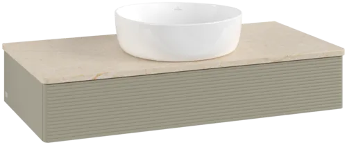 Bild von VILLEROY BOCH Antao Waschbeckenunterschrank, 1 Auszug, 1000 x 190 x 500 mm, Front mit Struktur, Stone Grey Matt Lacquer / Botticino #K09113HK