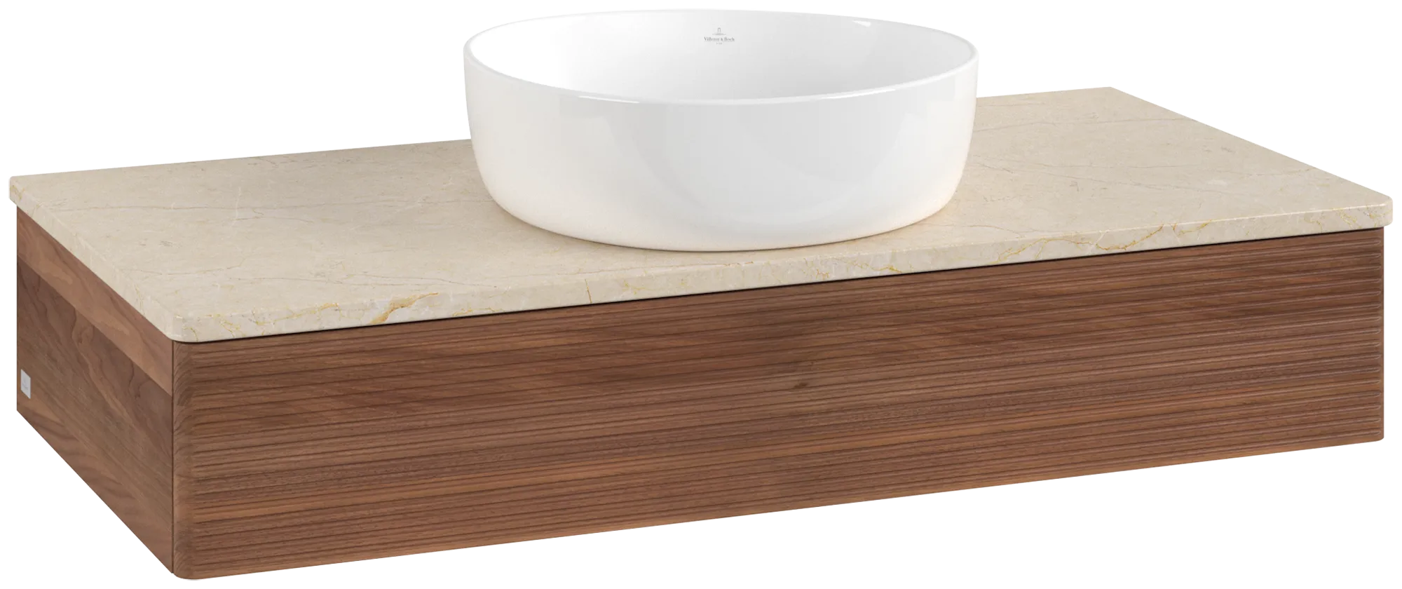 Bild von VILLEROY BOCH Antao Waschbeckenunterschrank, 1 Auszug, 1000 x 190 x 500 mm, Front mit Struktur, Warm Walnut / Botticino #K09113HM