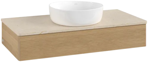 Picture of VILLEROY BOCH Antao Vanity unit, 1 pull-out compartment, 1000 x 190 x 500 mm, Front with grain texture, Honey Oak / Botticino #K09113HN