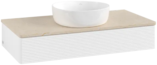 Bild von VILLEROY BOCH Antao Waschbeckenunterschrank, 1 Auszug, 1000 x 190 x 500 mm, Front mit Struktur, White Matt Lacquer / Botticino #K09113MT