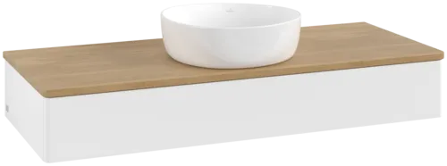 Bild von VILLEROY BOCH Antao Waschbeckenunterschrank, 1 Auszug, 1200 x 190 x 500 mm, Front ohne Struktur, White Matt Lacquer / Honey Oak #K10011MT