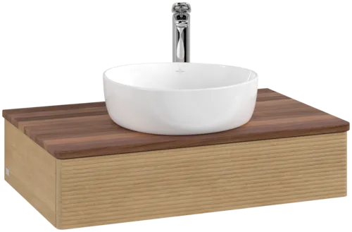Bild von VILLEROY BOCH Antao Waschbeckenunterschrank, 1 Auszug, 800 x 190 x 500 mm, Front mit Struktur, Honey Oak / Warm Walnut #K08152HN