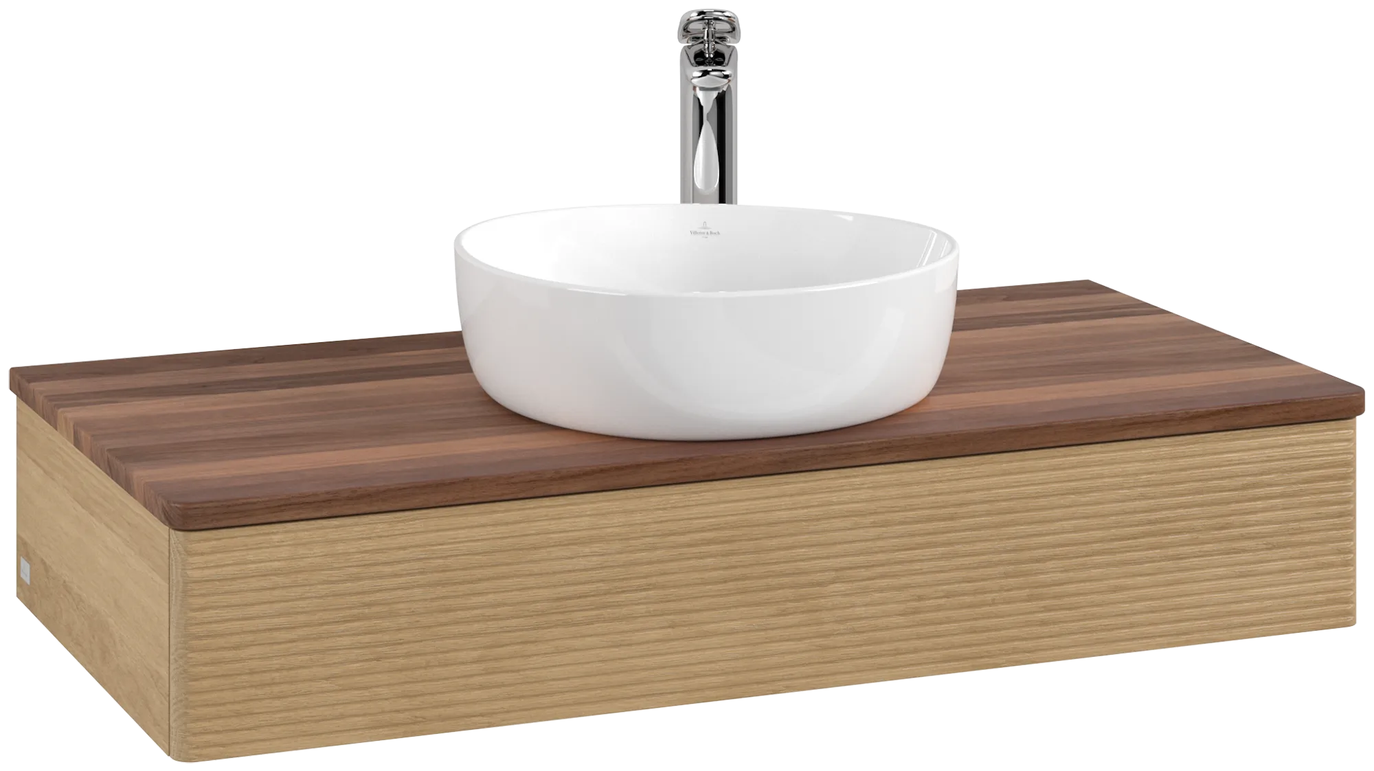 Picture of VILLEROY BOCH Antao Vanity unit, 1 pull-out compartment, 1000 x 190 x 500 mm, Front with grain texture, Honey Oak / Warm Walnut #K09152HN