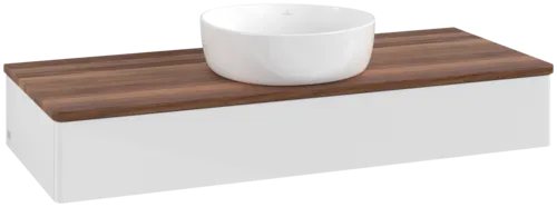 Picture of VILLEROY BOCH Antao Vanity unit, 1 pull-out compartment, 1200 x 190 x 500 mm, Front without structure, Glossy White Lacquer / Warm Walnut #K10012GF