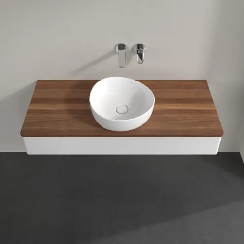 Bild von VILLEROY BOCH Antao Waschbeckenunterschrank, 1 Auszug, 1200 x 190 x 500 mm, Front ohne Struktur, Glossy White Lacquer / Warm Walnut #K10012GF