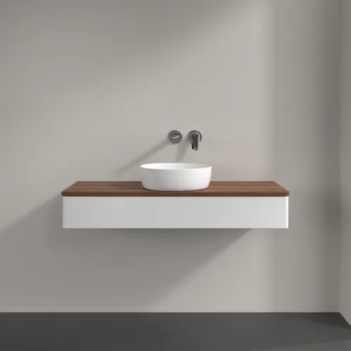 Bild von VILLEROY BOCH Antao Waschbeckenunterschrank, 1 Auszug, 1200 x 190 x 500 mm, Front ohne Struktur, Glossy White Lacquer / Warm Walnut #K10012GF