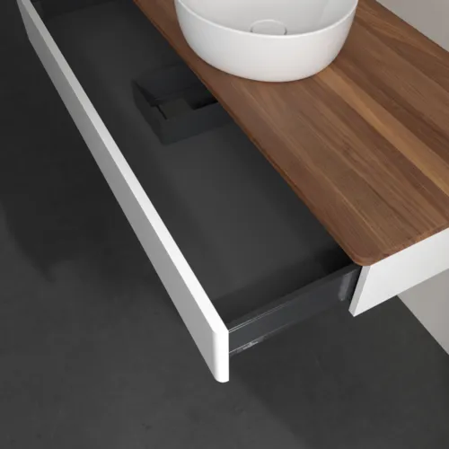 Bild von VILLEROY BOCH Antao Waschbeckenunterschrank, 1 Auszug, 1200 x 190 x 500 mm, Front ohne Struktur, Glossy White Lacquer / Warm Walnut #K10012GF