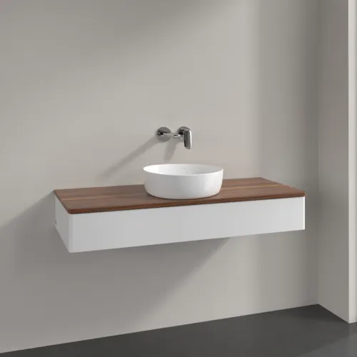 Bild von VILLEROY BOCH Antao Waschbeckenunterschrank, 1 Auszug, 1200 x 190 x 500 mm, Front ohne Struktur, Glossy White Lacquer / Warm Walnut #K10012GF