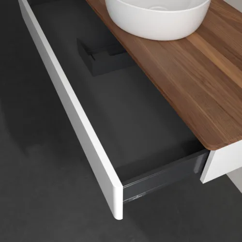 Bild von VILLEROY BOCH Antao Waschbeckenunterschrank, 1 Auszug, 1200 x 190 x 500 mm, Front ohne Struktur, Glossy White Lacquer / Warm Walnut #K10012GF