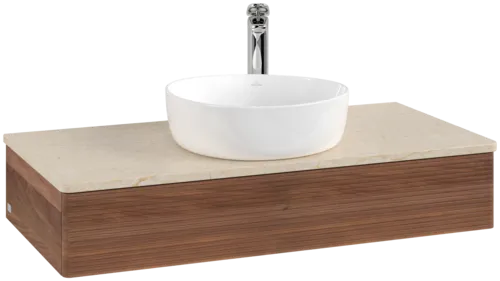 Bild von VILLEROY BOCH Antao Waschbeckenunterschrank, 1 Auszug, 1000 x 190 x 500 mm, Front mit Struktur, Warm Walnut / Botticino #K09153HM