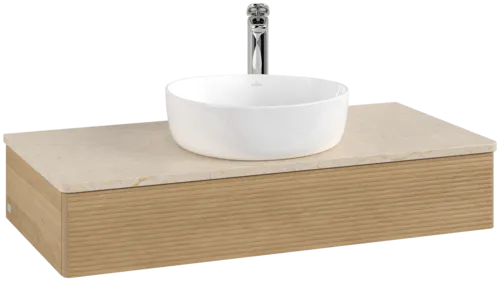 Picture of VILLEROY BOCH Antao Vanity unit, 1 pull-out compartment, 1000 x 190 x 500 mm, Front with grain texture, Honey Oak / Botticino #K09153HN