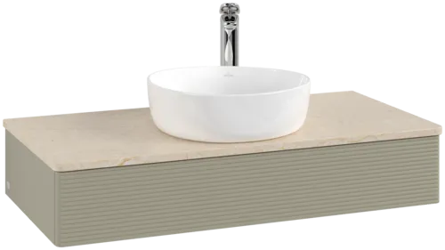 Bild von VILLEROY BOCH Antao Waschbeckenunterschrank, 1 Auszug, 1000 x 190 x 500 mm, Front mit Struktur, Stone Grey Matt Lacquer / Botticino #K09153HK