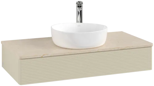 Bild von VILLEROY BOCH Antao Waschbeckenunterschrank, 1 Auszug, 1000 x 190 x 500 mm, Front mit Struktur, Silk Grey Matt Lacquer / Botticino #K09153HJ
