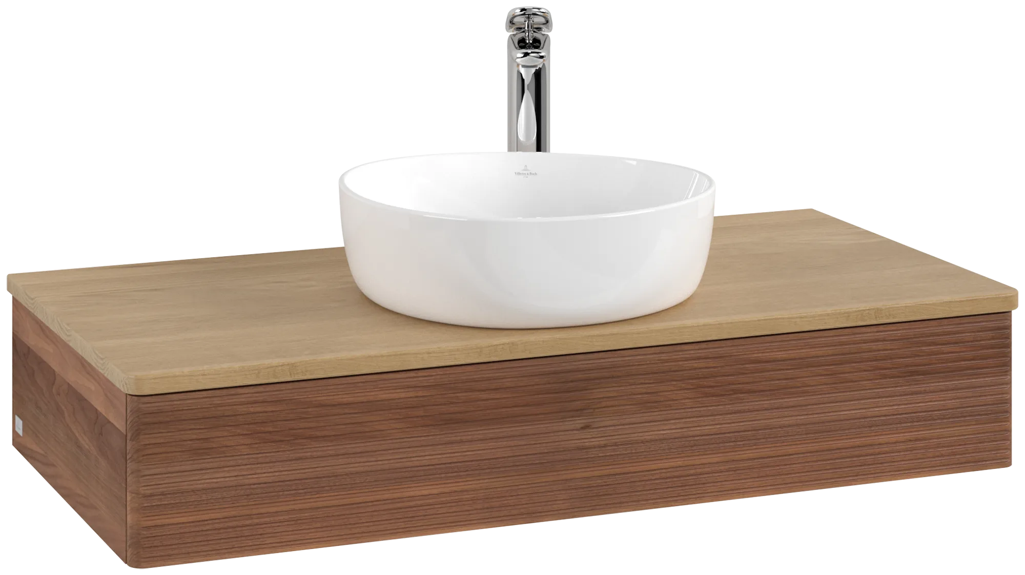 Bild von VILLEROY BOCH Antao Waschbeckenunterschrank, 1 Auszug, 1000 x 190 x 500 mm, Front mit Struktur, Warm Walnut / Honey Oak #K09151HM
