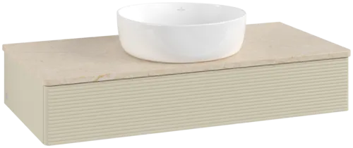 Bild von VILLEROY BOCH Antao Waschbeckenunterschrank, 1 Auszug, 1000 x 190 x 500 mm, Front mit Struktur, Silk Grey Matt Lacquer / Botticino #K09113HJ
