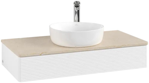 Bild von VILLEROY BOCH Antao Waschbeckenunterschrank, 1 Auszug, 1000 x 190 x 500 mm, Front mit Struktur, White Matt Lacquer / Botticino #K09153MT