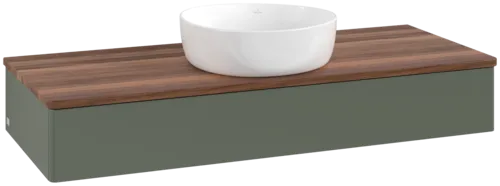 Bild von VILLEROY BOCH Antao Waschbeckenunterschrank, 1 Auszug, 1200 x 190 x 500 mm, Front ohne Struktur, Leaf Green Matt Lacquer / Warm Walnut #K10012HL