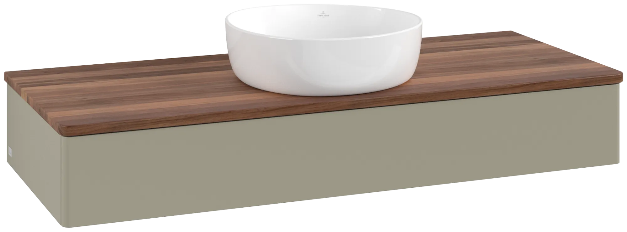 Bild von VILLEROY BOCH Antao Waschbeckenunterschrank, 1 Auszug, 1200 x 190 x 500 mm, Front ohne Struktur, Stone Grey Matt Lacquer / Warm Walnut #K10012HK