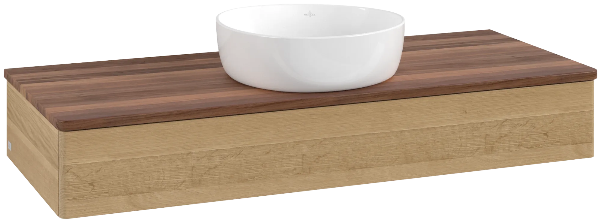 Bild von VILLEROY BOCH Antao Waschbeckenunterschrank, 1 Auszug, 1200 x 190 x 500 mm, Front ohne Struktur, Honey Oak / Warm Walnut #K10012HN