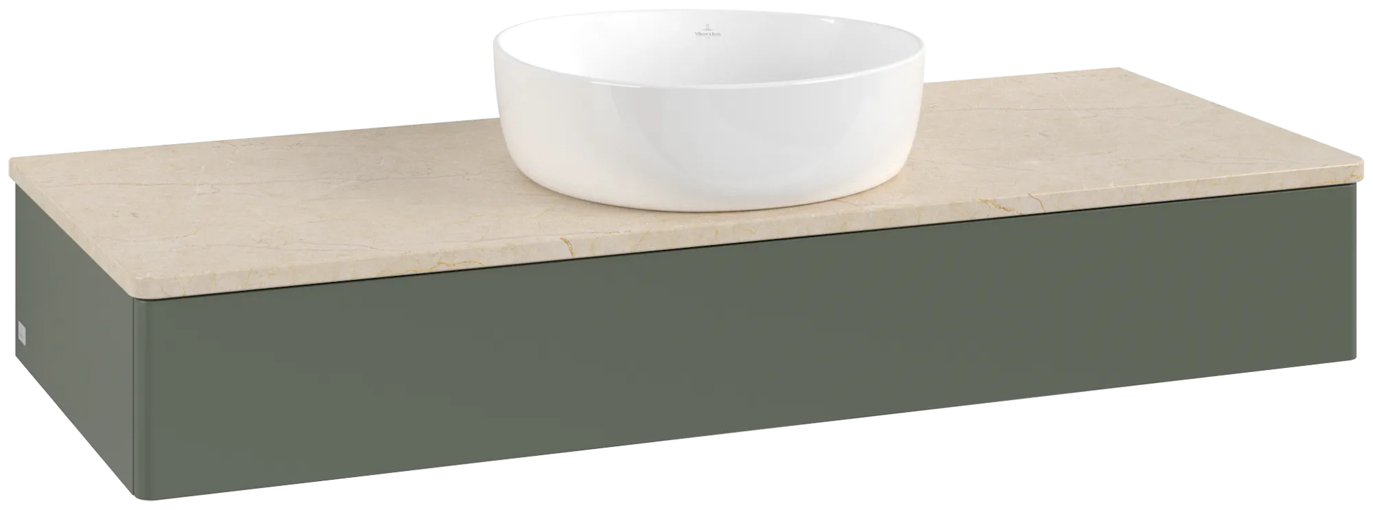 Bild von VILLEROY BOCH Antao Waschbeckenunterschrank, 1 Auszug, 1200 x 190 x 500 mm, Front ohne Struktur, Leaf Green Matt Lacquer / Botticino #K10013HL