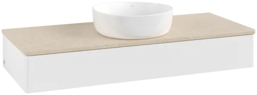 Bild von VILLEROY BOCH Antao Waschbeckenunterschrank, 1 Auszug, 1200 x 190 x 500 mm, Front ohne Struktur, White Matt Lacquer / Botticino #K10013MT