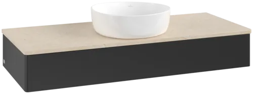 Bild von VILLEROY BOCH Antao Waschbeckenunterschrank, 1 Auszug, 1200 x 190 x 500 mm, Front ohne Struktur, Black Matt Lacquer / Botticino #K10013PD
