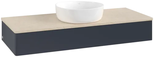 Bild von VILLEROY BOCH Antao Waschbeckenunterschrank, 1 Auszug, 1200 x 190 x 500 mm, Front ohne Struktur, Midnight Blue Matt Lacquer / Botticino #K10013HG