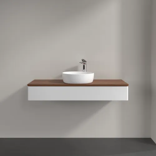 Bild von VILLEROY BOCH Antao Waschbeckenunterschrank, 1 Auszug, 1200 x 190 x 500 mm, Front ohne Struktur, Glossy White Lacquer / Warm Walnut #K10052GF