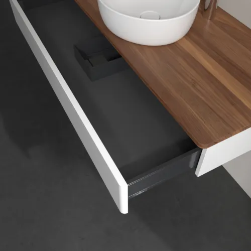 Bild von VILLEROY BOCH Antao Waschbeckenunterschrank, 1 Auszug, 1200 x 190 x 500 mm, Front ohne Struktur, Glossy White Lacquer / Warm Walnut #K10052GF