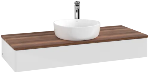 Bild von VILLEROY BOCH Antao Waschbeckenunterschrank, 1 Auszug, 1200 x 190 x 500 mm, Front ohne Struktur, Glossy White Lacquer / Warm Walnut #K10052GF