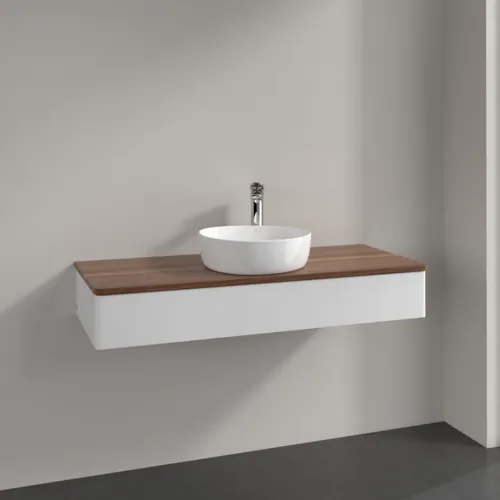 Bild von VILLEROY BOCH Antao Waschbeckenunterschrank, 1 Auszug, 1200 x 190 x 500 mm, Front ohne Struktur, Glossy White Lacquer / Warm Walnut #K10052GF