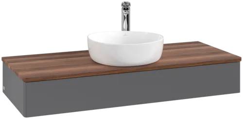 Bild von VILLEROY BOCH Antao Waschbeckenunterschrank, 1 Auszug, 1200 x 190 x 500 mm, Front ohne Struktur, Anthracite Matt Lacquer / Warm Walnut #K10052GK