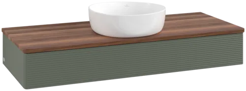 Bild von VILLEROY BOCH Antao Waschbeckenunterschrank, 1 Auszug, 1200 x 190 x 500 mm, Front mit Struktur, Leaf Green Matt Lacquer / Warm Walnut #K10112HL