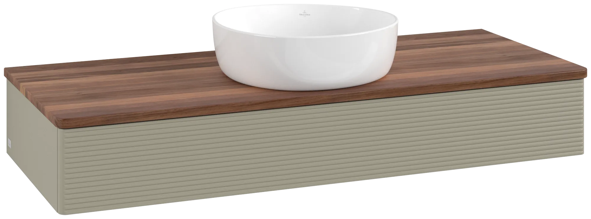 Bild von VILLEROY BOCH Antao Waschbeckenunterschrank, 1 Auszug, 1200 x 190 x 500 mm, Front mit Struktur, Stone Grey Matt Lacquer / Warm Walnut #K10112HK