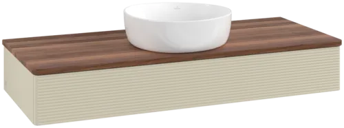 Obrázek VILLEROY BOCH Antao Vanity unit, 1 pull-out compartment, 1200 x 190 x 500 mm, Front with grain texture, Silk Grey Matt Lacquer / Warm Walnut #K10112HJ