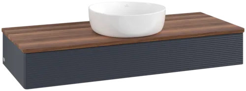 Bild von VILLEROY BOCH Antao Waschbeckenunterschrank, 1 Auszug, 1200 x 190 x 500 mm, Front mit Struktur, Midnight Blue Matt Lacquer / Warm Walnut #K10112HG