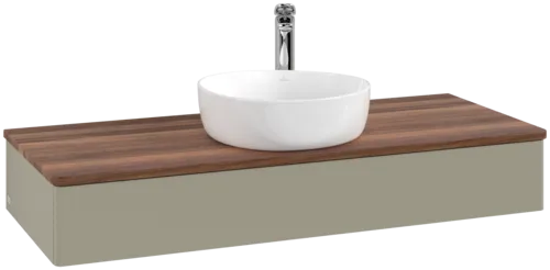 Bild von VILLEROY BOCH Antao Waschbeckenunterschrank, 1 Auszug, 1200 x 190 x 500 mm, Front ohne Struktur, Stone Grey Matt Lacquer / Warm Walnut #K10052HK