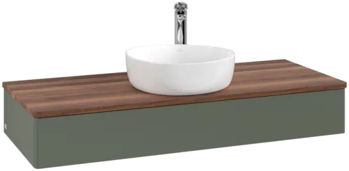 Bild von VILLEROY BOCH Antao Waschbeckenunterschrank, 1 Auszug, 1200 x 190 x 500 mm, Front ohne Struktur, Leaf Green Matt Lacquer / Warm Walnut #K10052HL