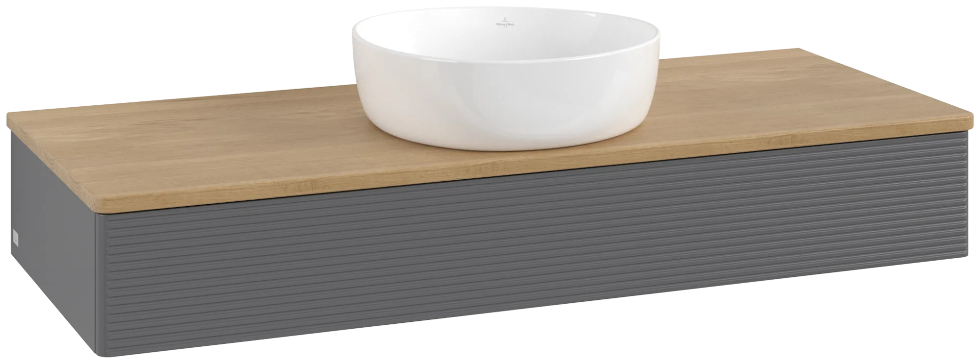 Obrázek VILLEROY BOCH Antao Vanity unit, 1 pull-out compartment, 1200 x 190 x 500 mm, Front with grain texture, Anthracite Matt Lacquer / Honey Oak #K10111GK