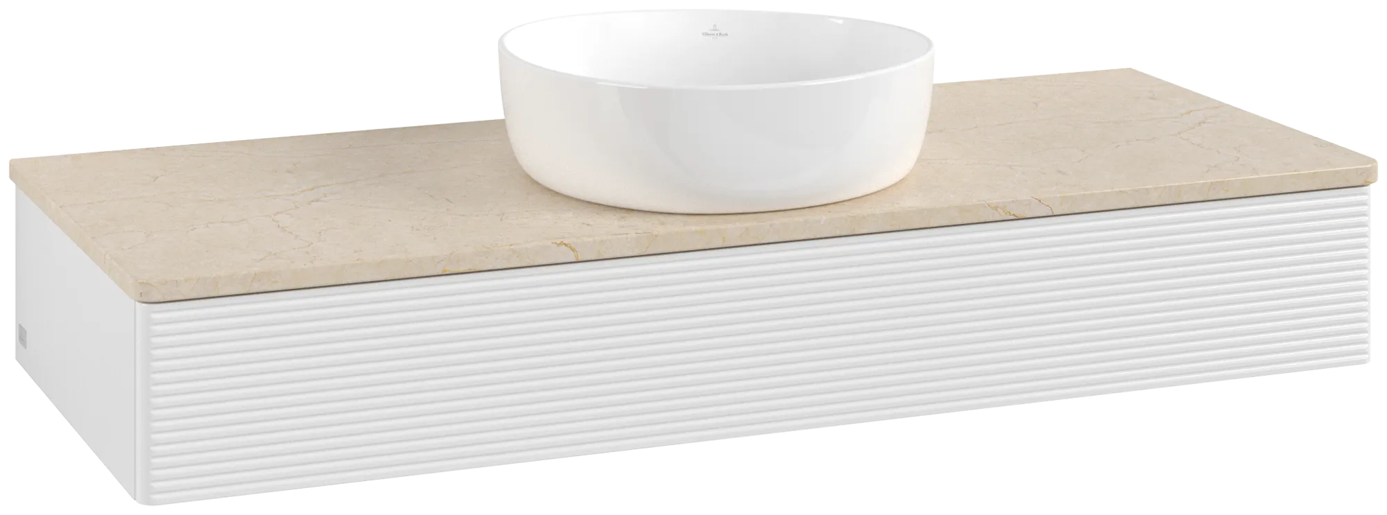 Bild von VILLEROY BOCH Antao Waschbeckenunterschrank, 1 Auszug, 1200 x 190 x 500 mm, Front mit Struktur, Glossy White Lacquer / Botticino #K10113GF