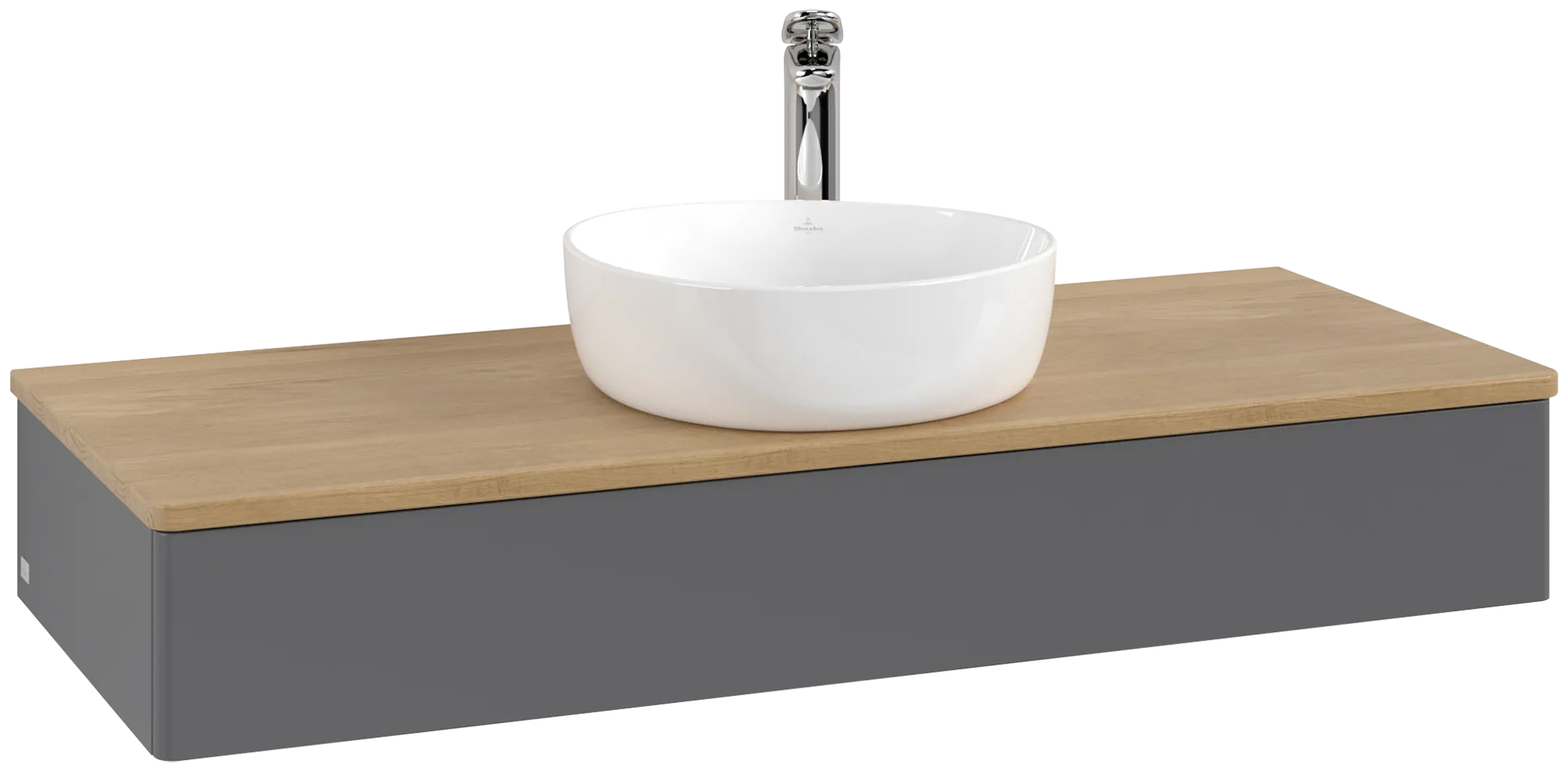 Bild von VILLEROY BOCH Antao Waschbeckenunterschrank, 1 Auszug, 1200 x 190 x 500 mm, Front ohne Struktur, Anthracite Matt Lacquer / Honey Oak #K10051GK